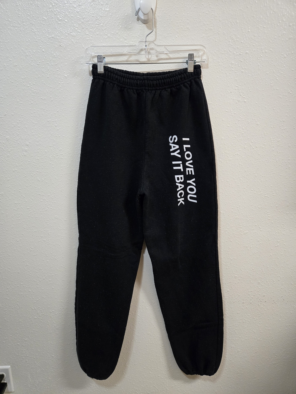 Black Graphic Sweatpants - 'I LOVE YOU SAY IT BACK'